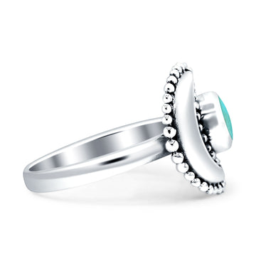 Crescent Moon Ring Turquoise Oxidized 925 Sterling Silver Wholesale